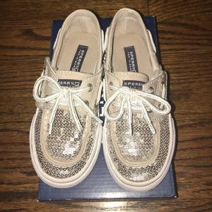 Sperry Top Sider Silver Sequin - Size 10 kids
