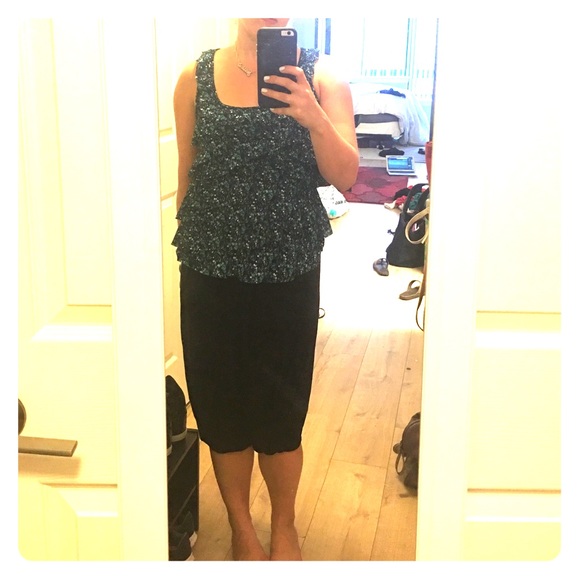 Express blue multi ruffle tank
