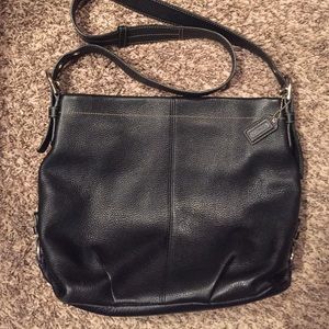 Authentic Coach Black Pebbled Leather Shoulder Bag