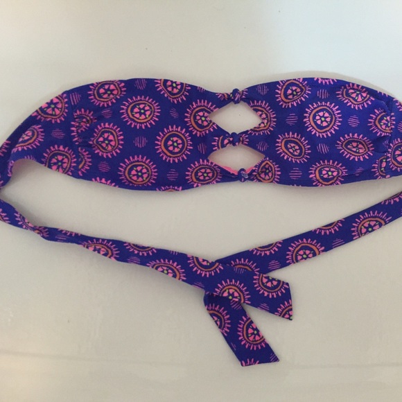 LA Hearts Blue & Pink Sun Bandeau Bikini Top