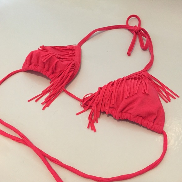 LA Hearts Fringe Bikini Top