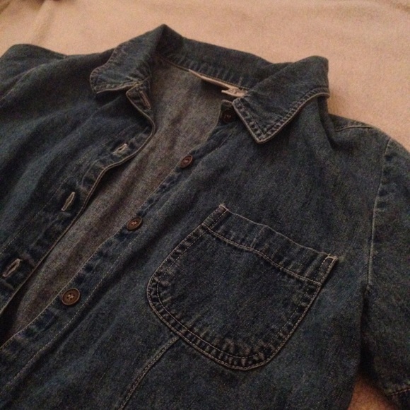 Denim crop top button up - Picture 2 of 4