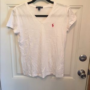 Ralph Lauren white v-neck shirt sz small