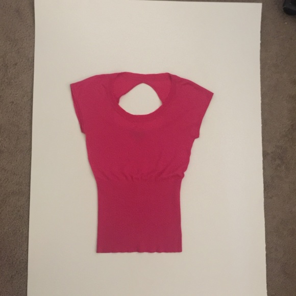 Hot pink Bebe knit top w/ cut out back sz med - Picture 4 of 4