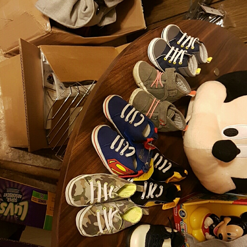 Multiple pairs of baby boy shoes