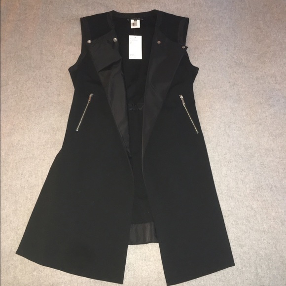NWT Lafayette 148 Black Long Vest