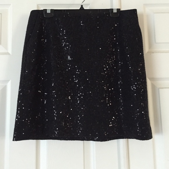 Ann Taylor black sequin mini skirt - Picture 1 of 2