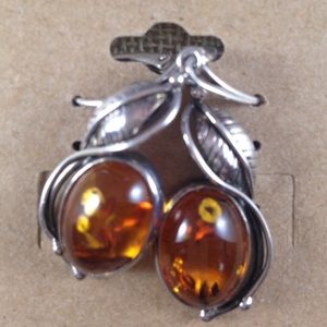 Sterling Silver Amber Earrings