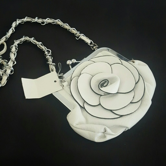 White rose side bag