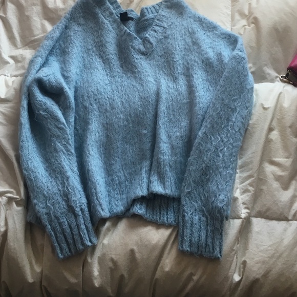 soft fuzzy light blue sweater