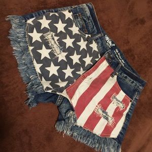 American flag high waisted shorts