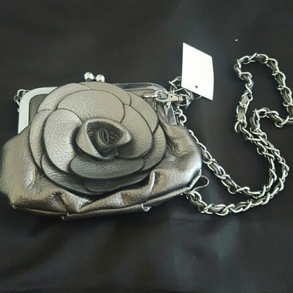 Silver flower clip bag