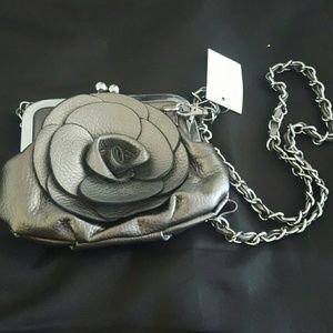 Silver flower clip bag