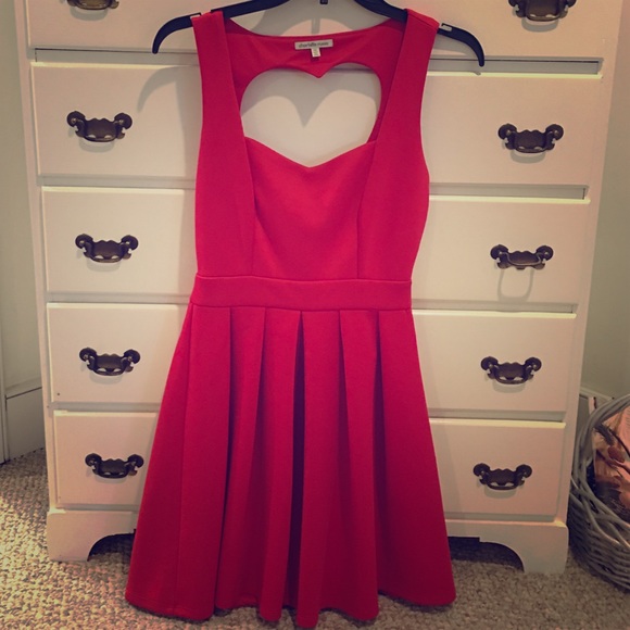 Red dress, with heart cut out on the back.