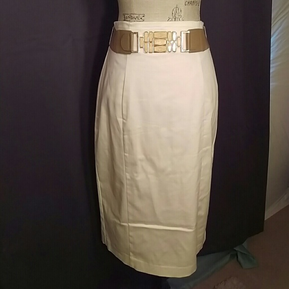 White, Midi, Pencil Skirt