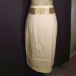 White, Midi, Pencil Skirt