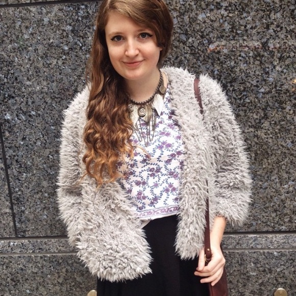 Jackets & Blazers - WEEKEND SALE: Blue-gray Shaggy Faux Fur Jacket