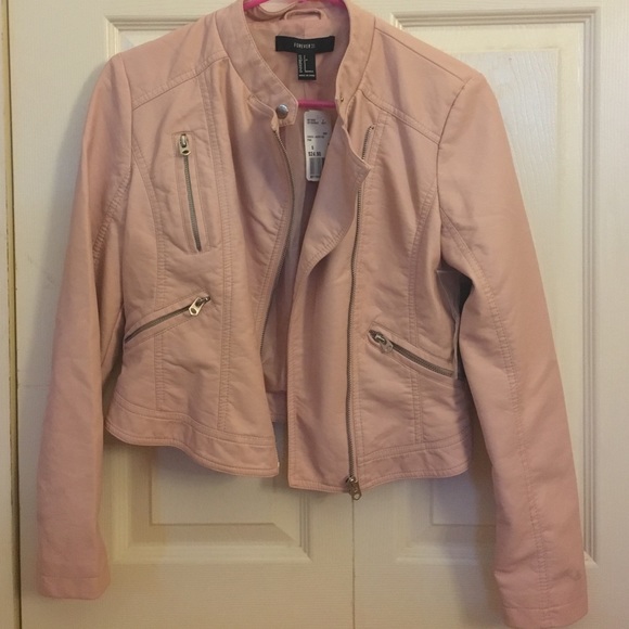 NWT Forever 21 Blush Pink Faux Leather Jacket