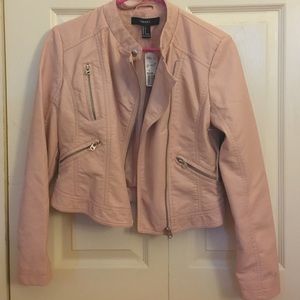 NWT Forever 21 Blush Pink Faux Leather Jacket