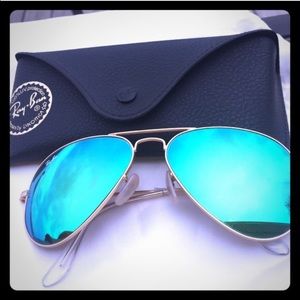 Green & Gold Ray Ban Large Metal aviators