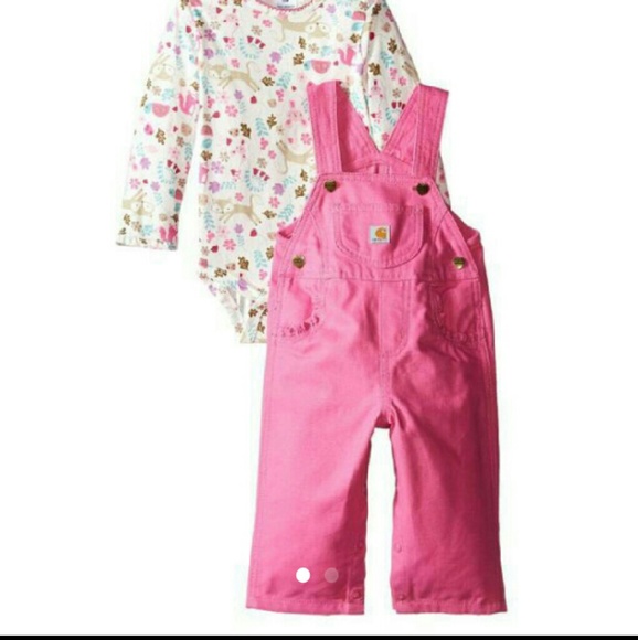 Baby girl's fox friends overall set