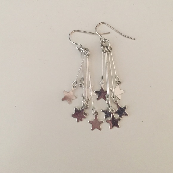 Silver star dangle earrings