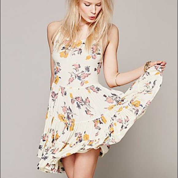 Yellow/ Cream Free People Circle of Flowers Dress
