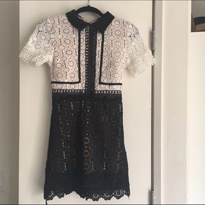 Self Portrait style black & white mini dress. New