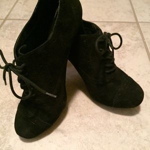 💣ME TOO :: Black Suede Booties