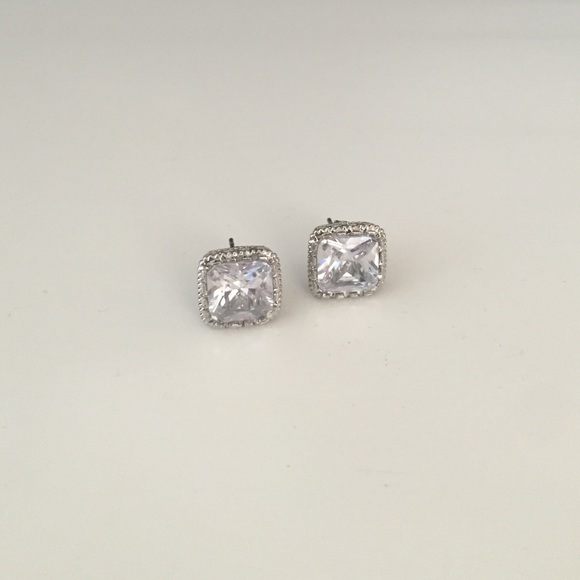 Large faux diamond stud earrings