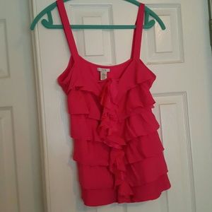 Cache ruffle tank pink