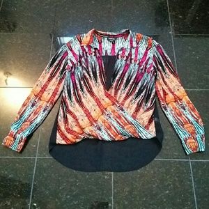 Bebe Multicolored Wrap Blouse Bebe Multicolored Wrap Blouse
