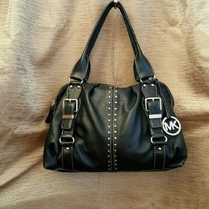 MK Black Leather/Studded Shoulder Bag