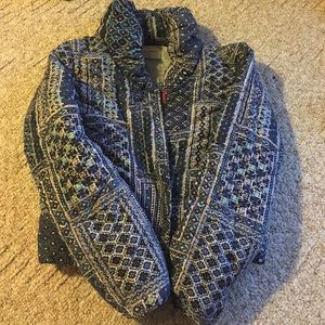 Anthropologie quilted patterned puffy jacket