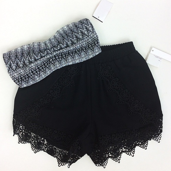 2PC Bandeau and Short Set Venice Lace trim XS/S