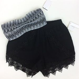 2PC Bandeau and Short Set Venice Lace trim XS/S