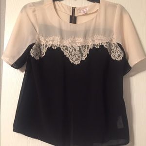 Black and Cream Lace Blouse
