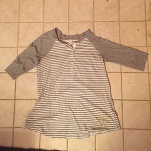 Women's Pink striped grey baseball tee