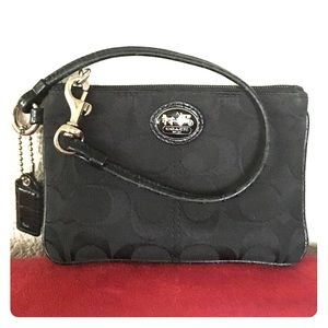 Coach black signature wristlet
