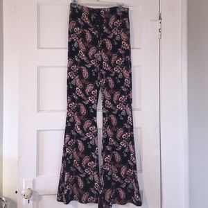 High Waisted Knit Paisley Bell Bottoms