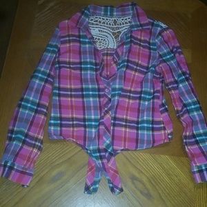 Flannel crop shirt