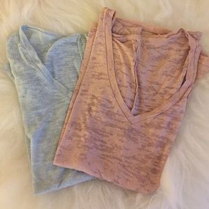 Two BDG tissue t shirts size m light blue and nude