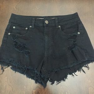 Black ripped jean shorts