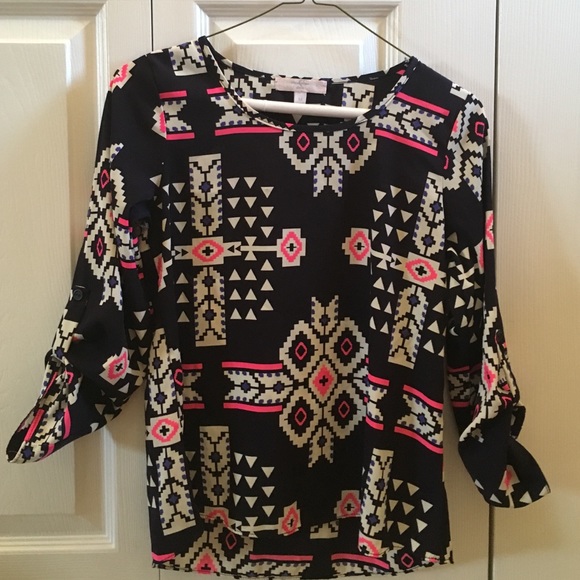 Girls navy print top