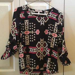 Girls navy print top