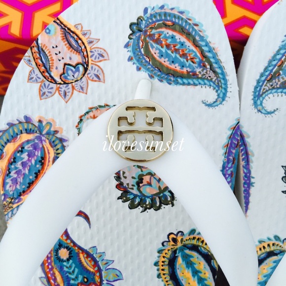 {Tory Burch} White Paisley Flip-flops - Picture 2 of 3