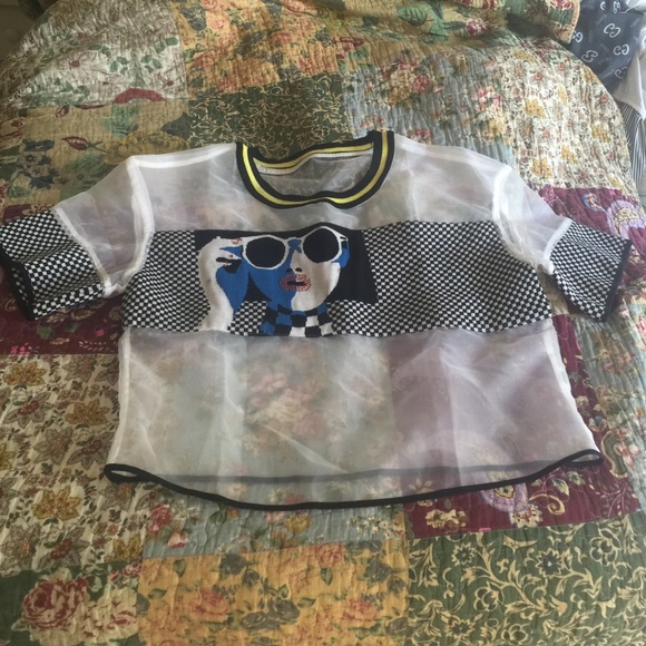 Graphic Top with Sheer Aspects 🍇