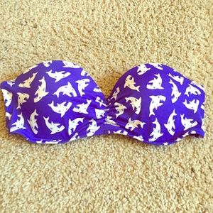 Shark printed bandeau swim top