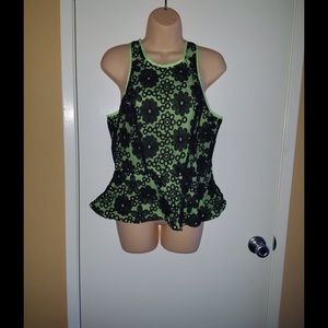 Blouse green and black