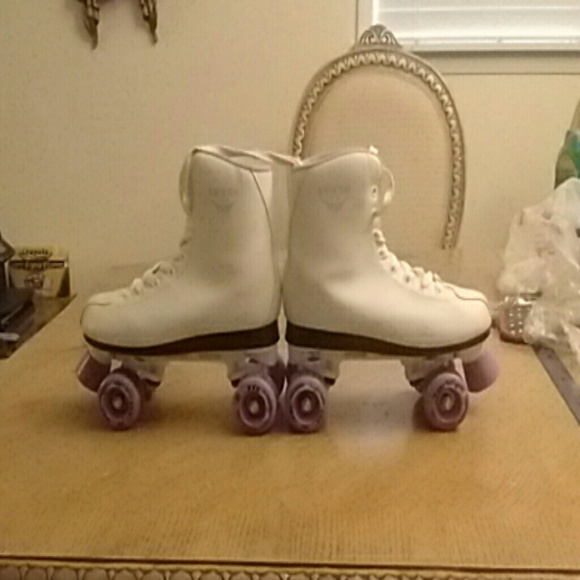 Purple and White Roller Skates